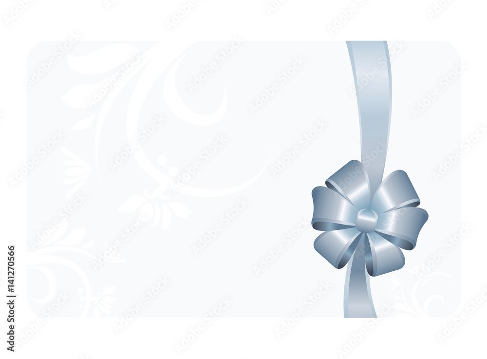 Gift certificate, Gift Card With Blue Ribbon And A Bow on Decorative ...