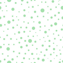 Seamless Vector Pattern With Dots. Simple Graphic Design. Dotted Drawn Green Background With Little Decorative Elements. Print For Wrapping, Web Backgrounds, Fabric, Decor, Surface