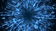 An abstract smooth blue luminous circle grows and damps