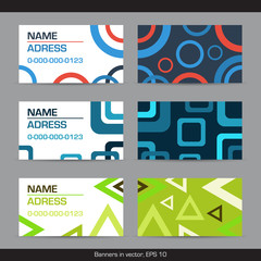 Poster - Set of abstract geometric business cards - circle, square, triangle. Vector illustration, EPS 10