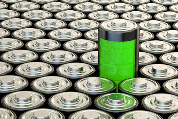 Poster - Background from batteries, electrical energy and power supply source concept. 3D rendering