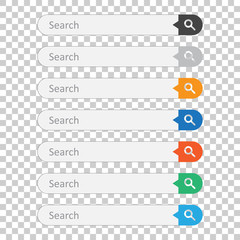 Poster - Search bar field. Set vector interface elements with search button. Flat vector illustration on isolated background.