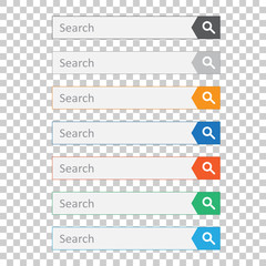 Poster - Search bar field. Set vector interface elements with search button. Flat vector illustration on isolated background.