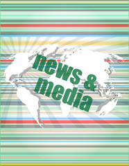Poster - News and press concept: words News and media on digital screen