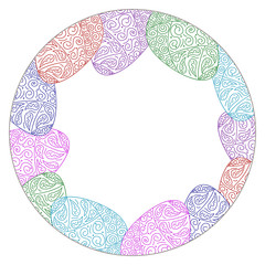 Poster - Vector round frame with ornate eggs