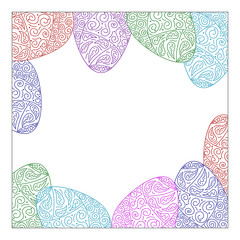 Poster - A vector square frame with colorful ornate eggs