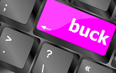 Poster - button with buck word on computer keyboard keys