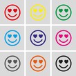 © vectori1 - smile with hearts of love icon stock vector illustration flat design