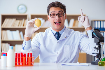 Scientist working on organic fruits and vegetables