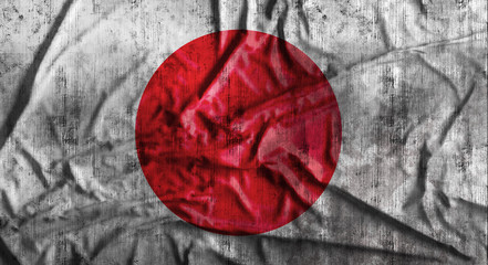 Grunge crumpled Japanese flag. 3d rendering