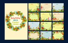 Monthly Calendar Template With Easter Symbols