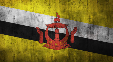 Wall Mural - Grunge crumpled Brunei flag. 3d rendering