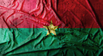 Wall Mural - Grunge crumpled Burkina Faso flag. 3d rendering