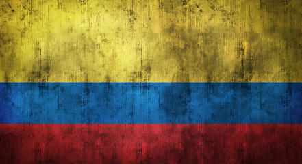 Wall Mural - Grunge crumpled Colombia flag. 3d rendering