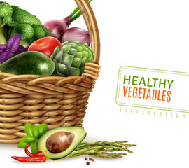 Canvas Print - Healthy Vegetables In Basket