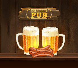 Wall Mural - Beer Pub Illustration