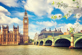 Fototapeta Londyn - Big Ben and westminster bridge in London