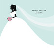 Beautiful bride silhouette on pastel blue. For wedding, save the date, bridal shower invitation.