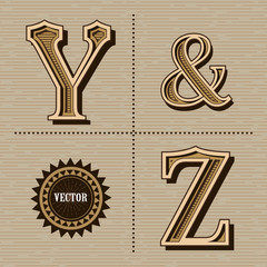 Wall Mural - Western alphabet design letters vintage vector (y&z)