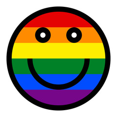 Wall Mural - Smiling Face Smiley Icon LGBT Rainbow Flag