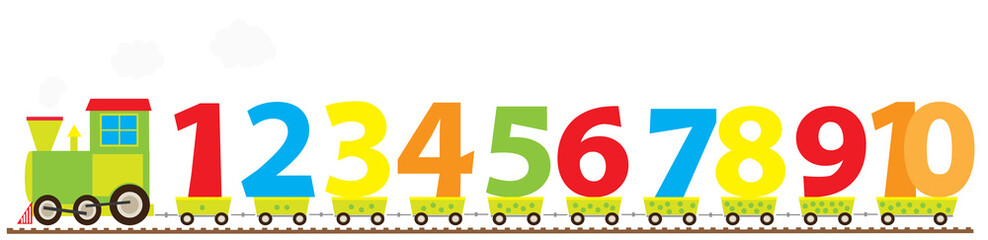 Learning cartoon train with numbers 1-10/ educational vector illustration for children 