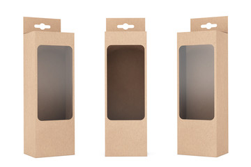 Aufkleber - Product Package Box With Hang Slot and Transparent Film Window. 3d Rendering