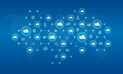 Poster - technology cyber cloud   network and connection  background concept
