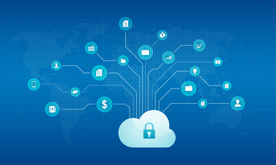 Poster - technology cyber cloud   network security background concept
