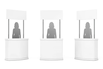 Poster - Blank Promotion Stands with Woman Silhouette. 3d Rendering