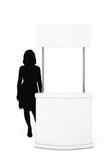 Poster - Blank Promotion Stand with Woman Silhouette. 3d Rendering