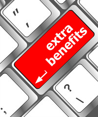 Poster - extra benefits button on keyboard - business concept