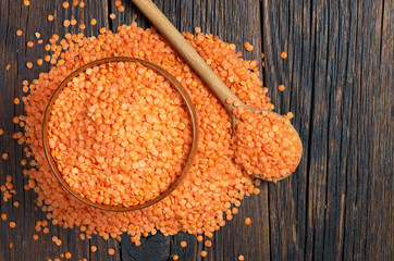 Red lentils in bowl