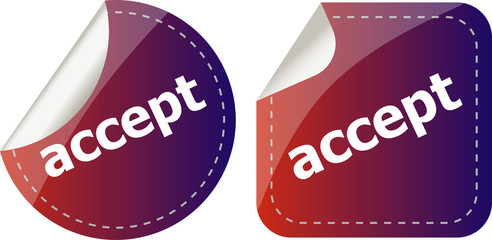 Poster - black accept stickers set on white, icon button