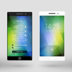 Wall Mural - mobile interface wallpaper design. abstract vector background. modern smartphone application interfa