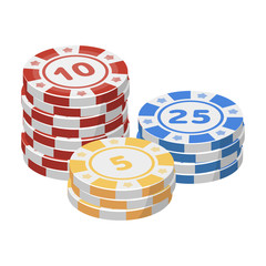 Poster - Playing chips. The settlement coin in the casino.Kasino single icon in cartoon style vector symbol stock illustration.