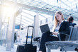 young business woman traveling stock photo