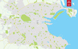 Fototapeta Mapy - Vector color map of  Dublin, Ireland. City Plan of Dublin
