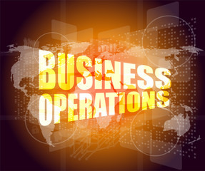 Poster - business operations word on digital touch screen