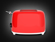 Red retro toaster side view on black gradient background 3d