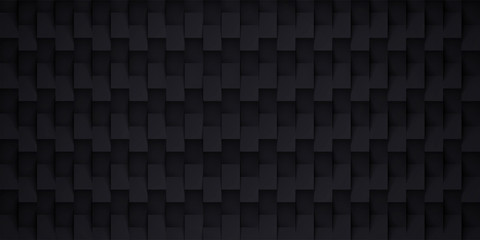  Volume realistic vector texture, black cubes, steps geometric pattern, design dark wallpaper