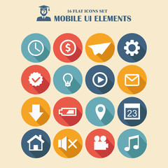 Mobile ui elements, vector set of flat style icons, business technology, mobile phones and tablet pc