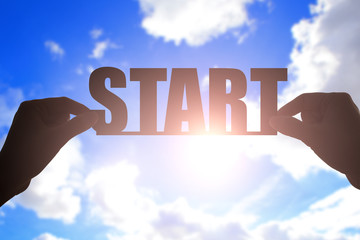 Wall Mural - silhouette of start word