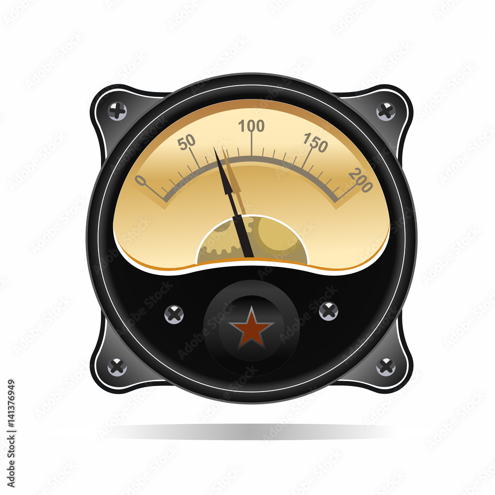 Realistic electronic analog VU signal meter Stock Vector | Adobe Stock