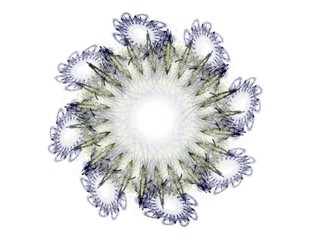 Poster - Abstract fractal golden background with crossing circles and ovals. Motion illustration.