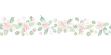 Pastel Background With Flower, Petal And Leaves.