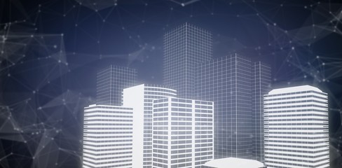 Poster - Composite image of digital composite image of buildings 3d