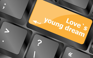 Poster - love s young dream on key or keyboard showing internet dating concept