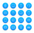 © nexusby - Modern gadgets icons set in line style on blue round shapes