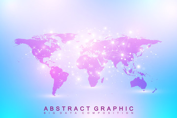 political world map. geometric graphic background communication. big data complex with compounds. pe