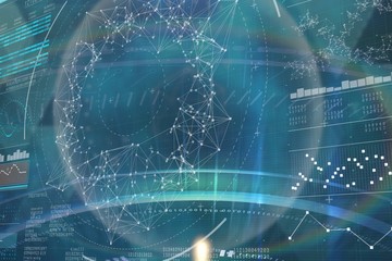 Poster - Composite image of blue and black technology design 3d